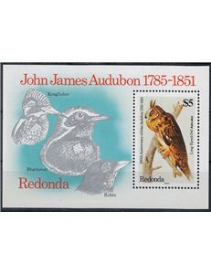 REDONDA 1985 John James Audubon, uccelli BF MNH**