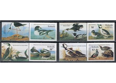 REDONDA 1986 John James Audubon, birds 4v MNH**