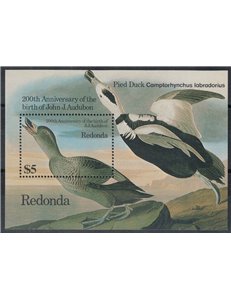 REDONDA 1986 John James Audubon, birds s/s MNH**