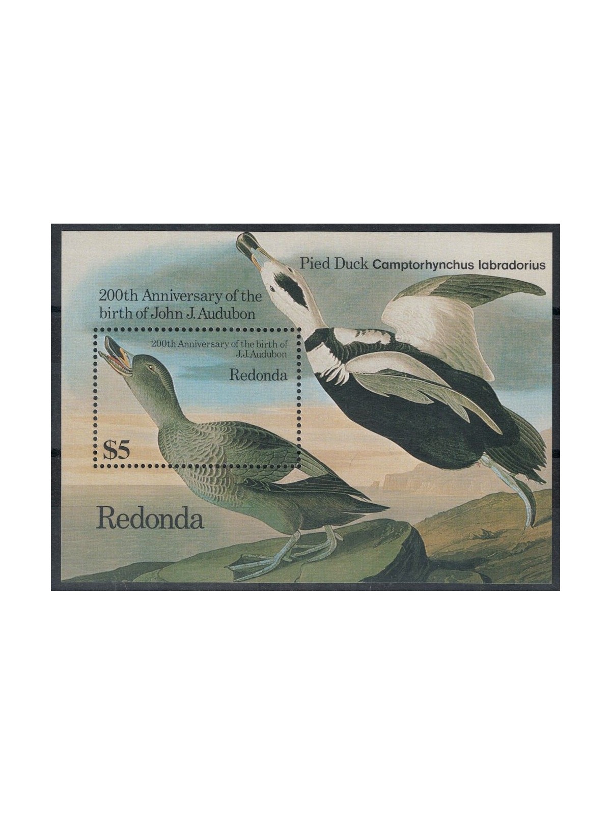 REDONDA 1986 John James Audubon, uccelli BF MNH**