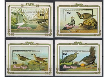 PENRHYN 1985 John James Audubon 4 BF MNH**