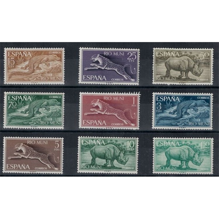 RIO MUNI 1964 Serie ordinaria, animali 9v MNH**