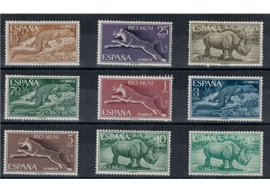 RIO MUNI 1964 Ordinary series, animals 9v MNH**