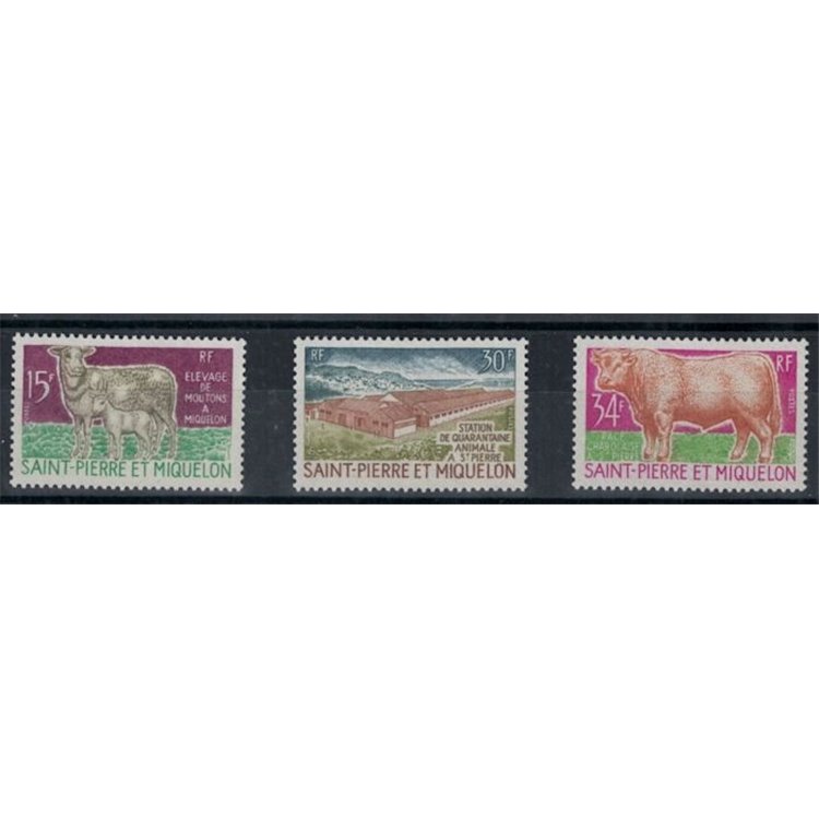 SAINT PIERRE AND MIQUELON 1970 Cattle 3v MNH**