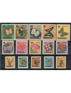 RHODESIA 1974 Serie ordinaria 15v MNH**