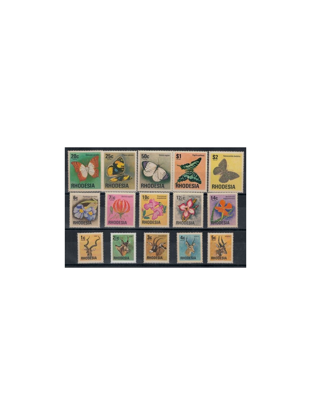RHODESIA 1974 Serie ordinaria 15v MNH**