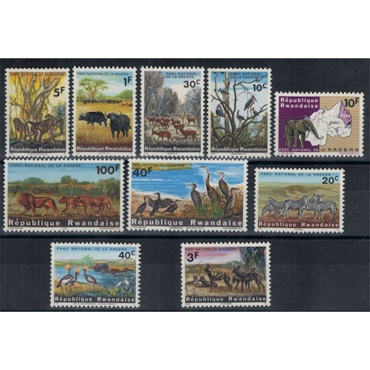 RUANDA 1965 Parco nazionale Kagera 10v MNH**