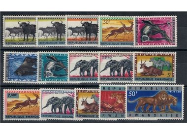 RUANDA 1964 Animali, soprastampati 15v MNH**