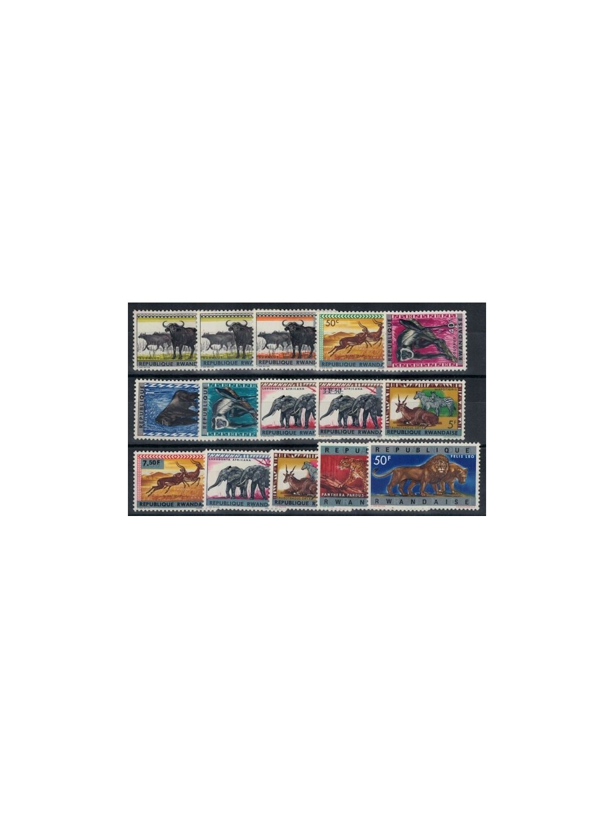 RWANDA 1964 Animals, overprinted 15v MNH**