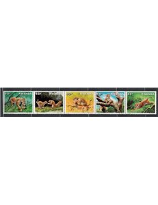 RUANDA 1987 Fauna, leopardi 5v MNH**