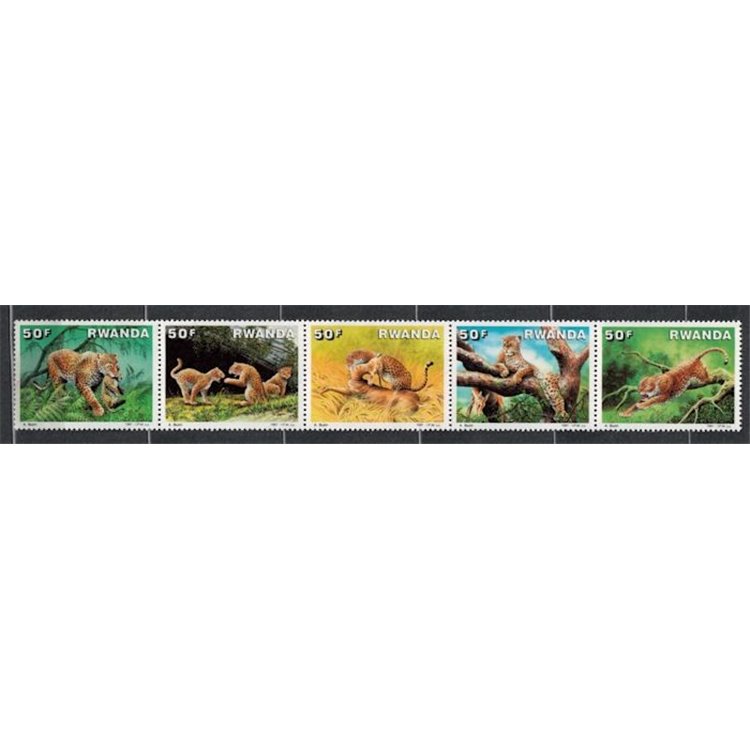 RUANDA 1987 Fauna, leopardi 5v MNH**
