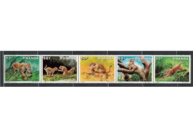 RUANDA 1987 Fauna, leopardi 5v MNH**