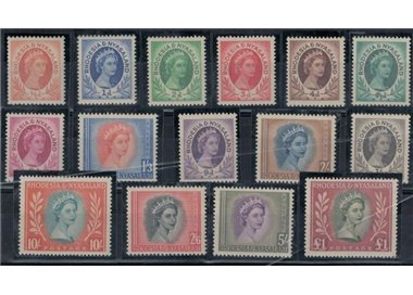 RHODESIA & NYASALAND 1954 Serie ordinaria 15v MNH**
