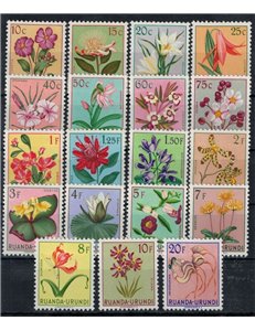 RUANDA URUNDI 1953 Fiori 19v MNH**