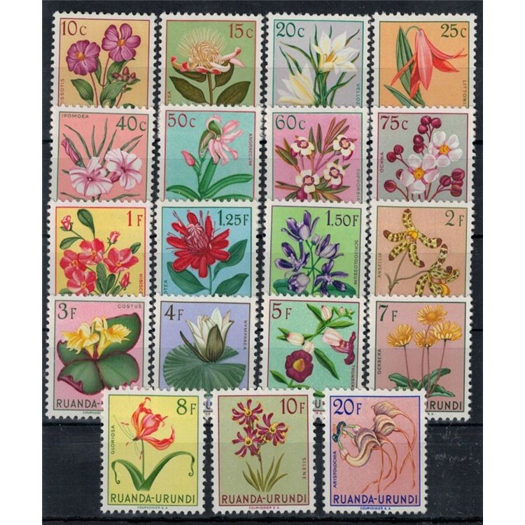 RWANDA URUNDI 1953 Flowers 19v MNH**