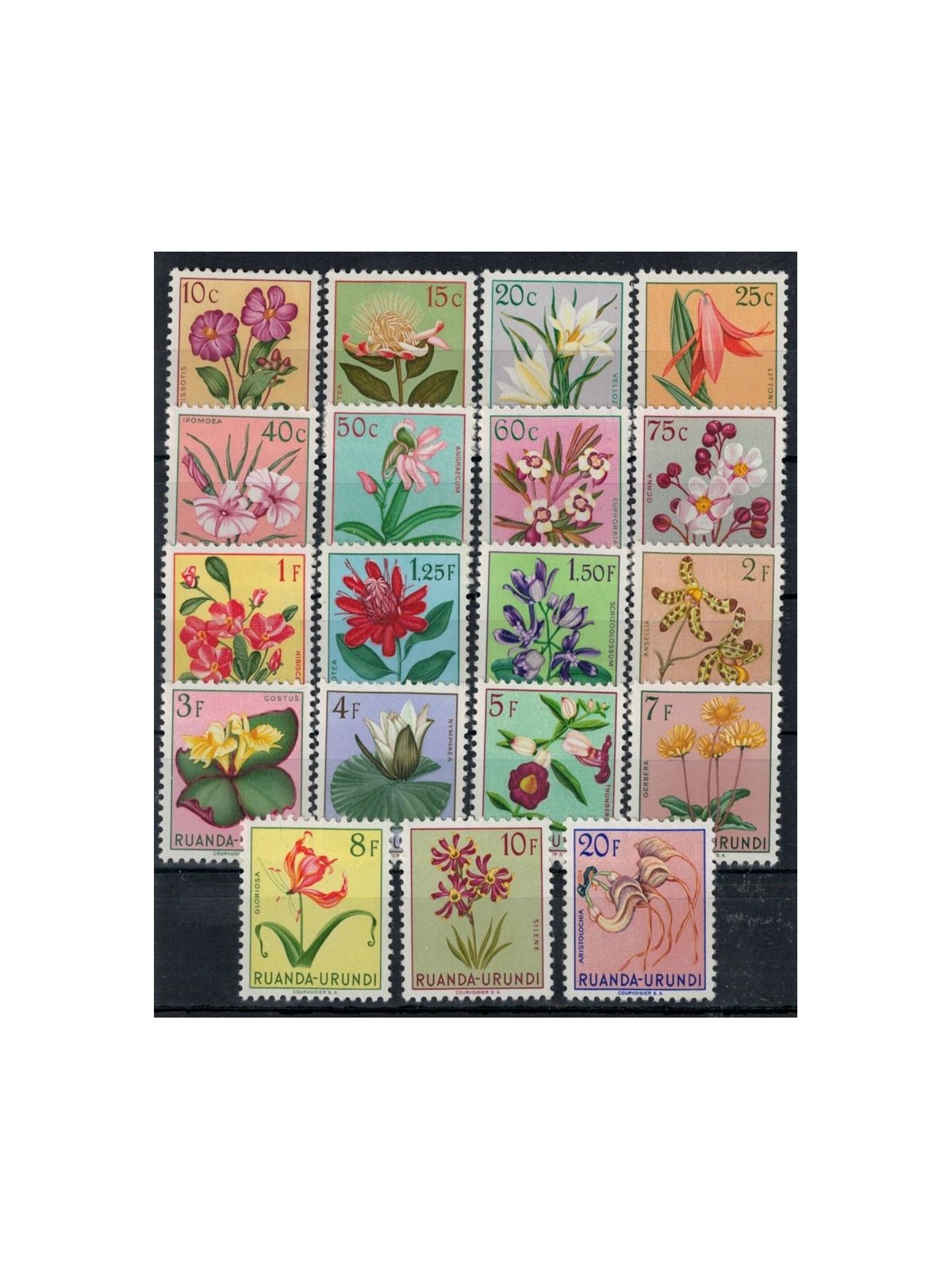 RUANDA URUNDI 1953 Fiori 19v MNH**