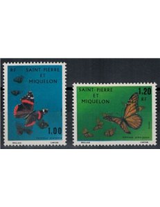 SAINT PIERRE E MIQUELON 1975 Fauna, farfalle 2v MNH**
