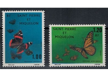 SAINT PIERRE AND MIQUELON 1975 Fauna, butterflies 2v MNH**