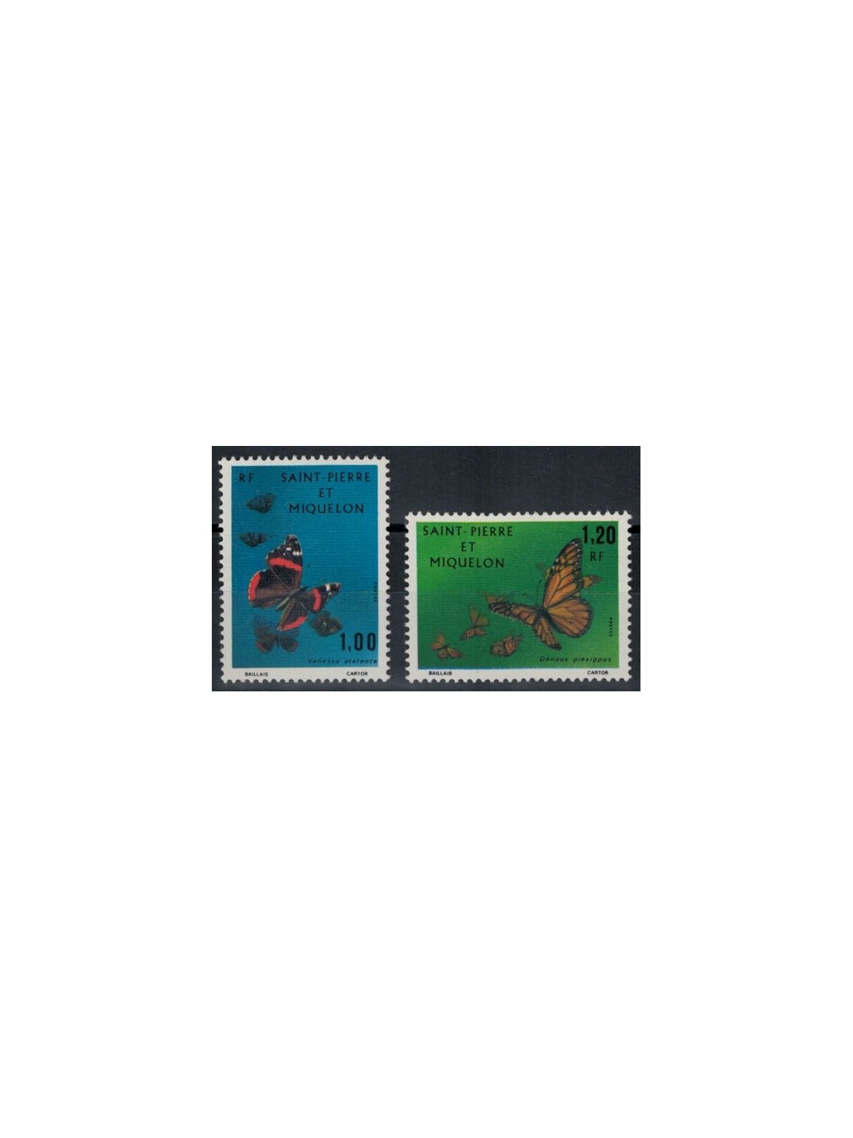 SAINT PIERRE AND MIQUELON 1975 Fauna, butterflies 2v MNH**