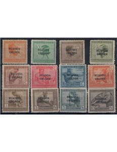 RUANDA URUNDI 1924 Domestic Occupation and Industry 12v mng