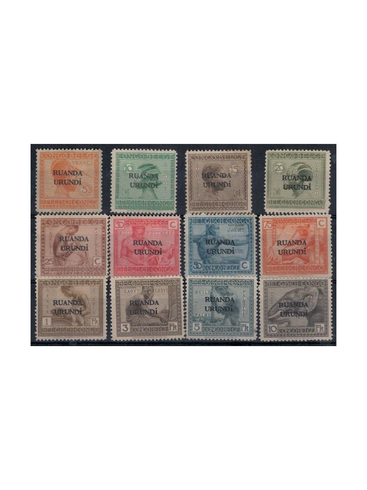 RUANDA URUNDI 1924 Domestic Occupation and Industry 12v mng