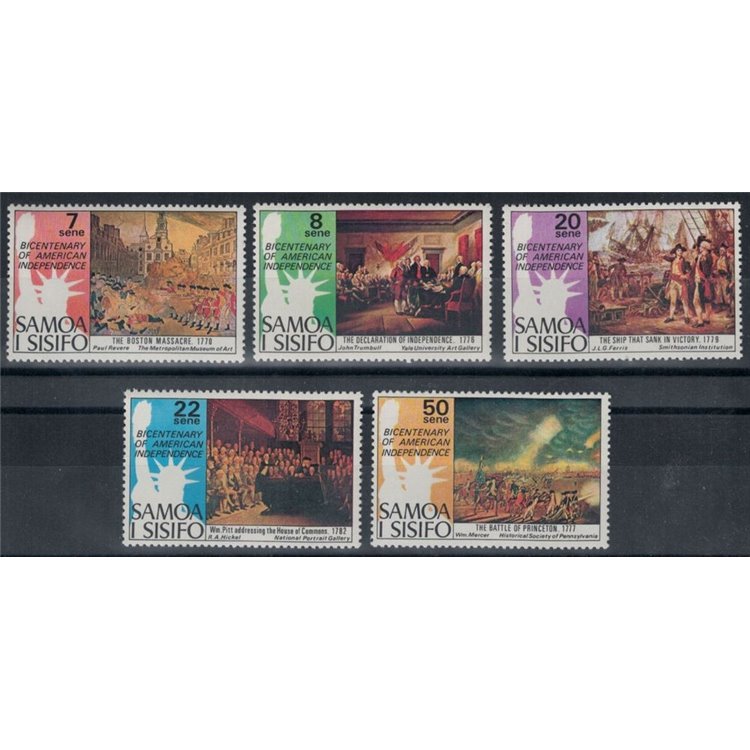 SAMOA I SISYPHUS 1976 Independence of the United States 5v MNH**