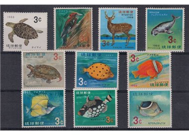 RYUKYU 1966-67 Fauna 10v MNH**