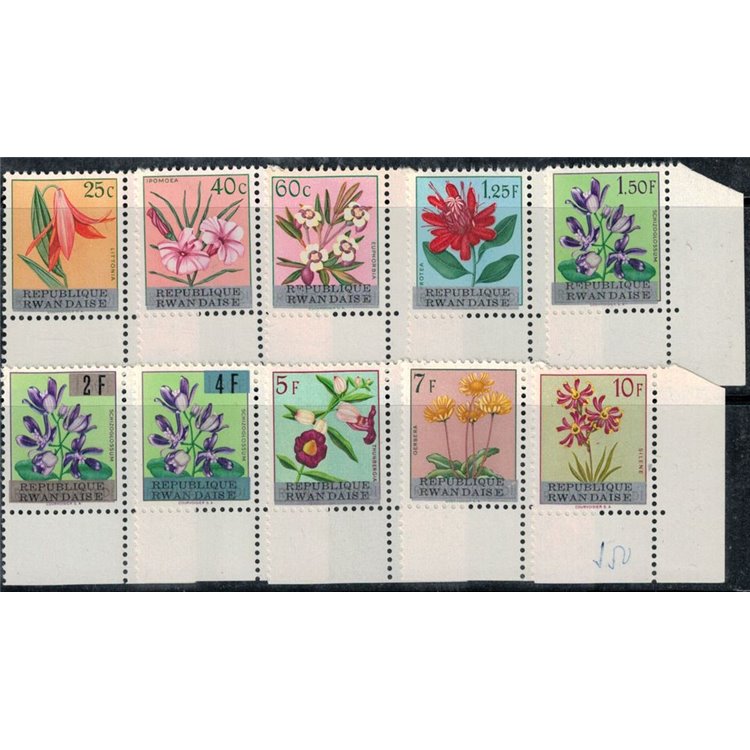 RUANDA 1963 Fiori 10v MNH**