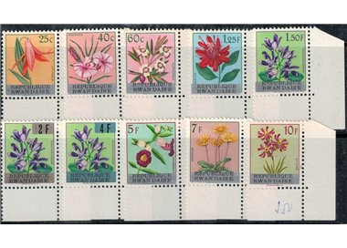 RUANDA 1963 Fiori 10v MNH**