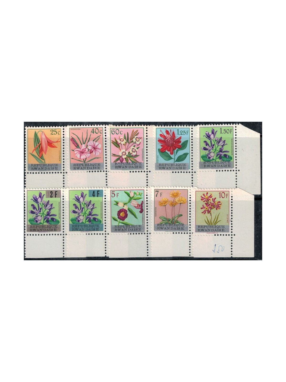 RUANDA 1963 Fiori 10v MNH**