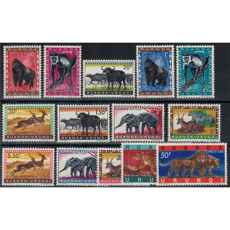 RWANDA URUNDI 1959-61 Fauna, animals 14v MNH**