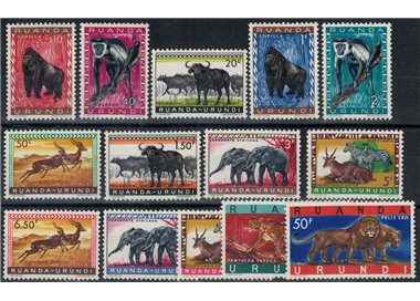 RUANDA URUNDI 1959-61 Fauna, animali 14v MNH**