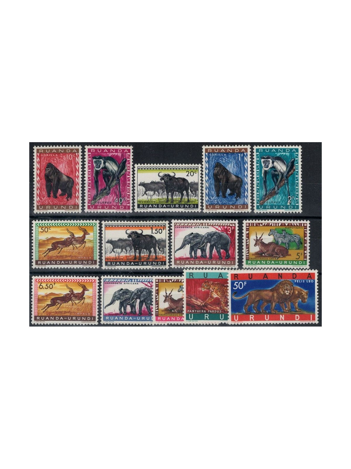RUANDA URUNDI 1959-61 Fauna, animali 14v MNH**