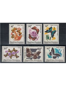 RUANDA 1965 Farfalle diverse 6v MNH**