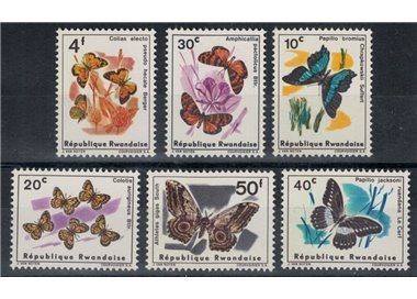 RUANDA 1965 Farfalle diverse 6v MNH**
