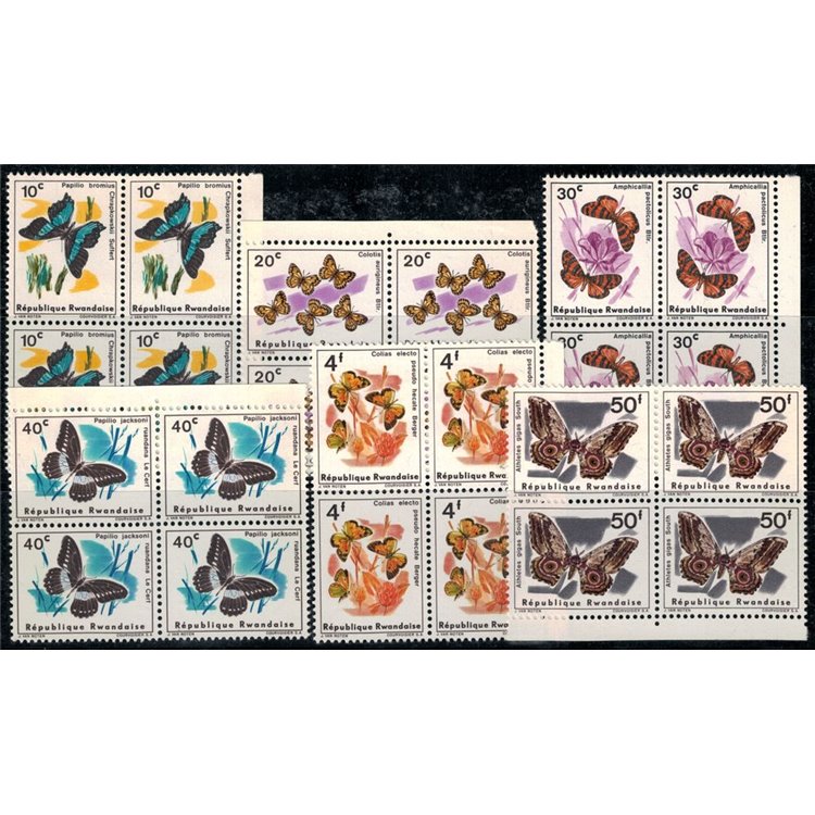 RUANDA 1965 Farfalle diverse 6v MNH**
