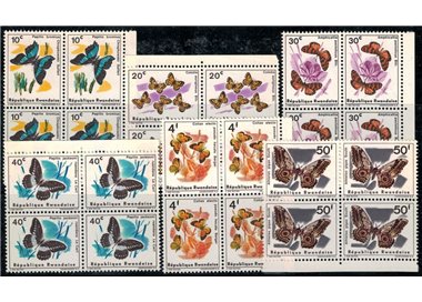 RUANDA 1965 Farfalle diverse 6v MNH**