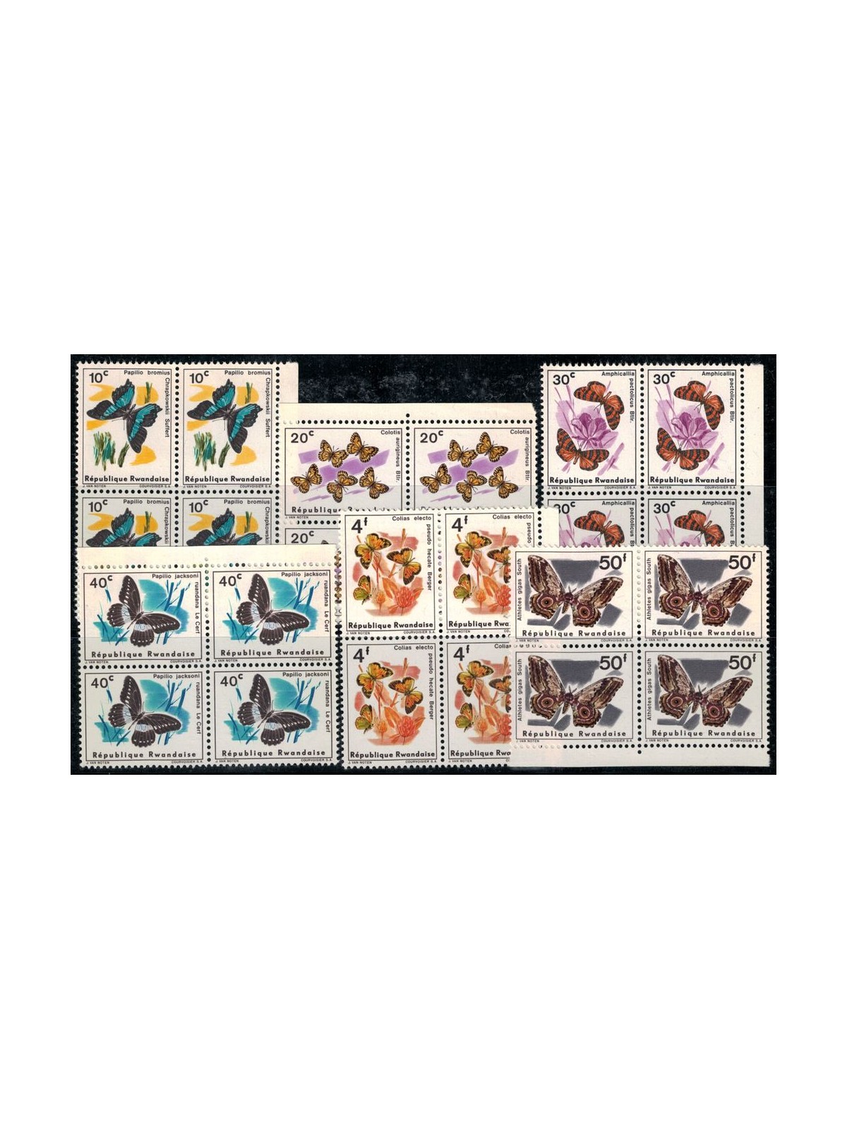 RWANDA 1965 Various Butterflies 6v MNH**