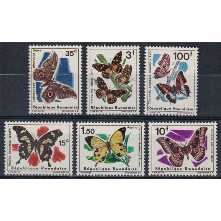RUANDA 1966 Farfalle diverse 6v MNH**