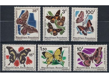 RWANDA 1966 Various Butterflies 6v MNH**