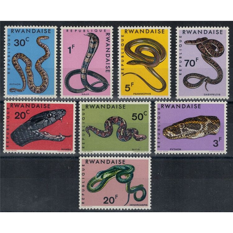 RWANDA 1967 Various Snakes 8v MNH**