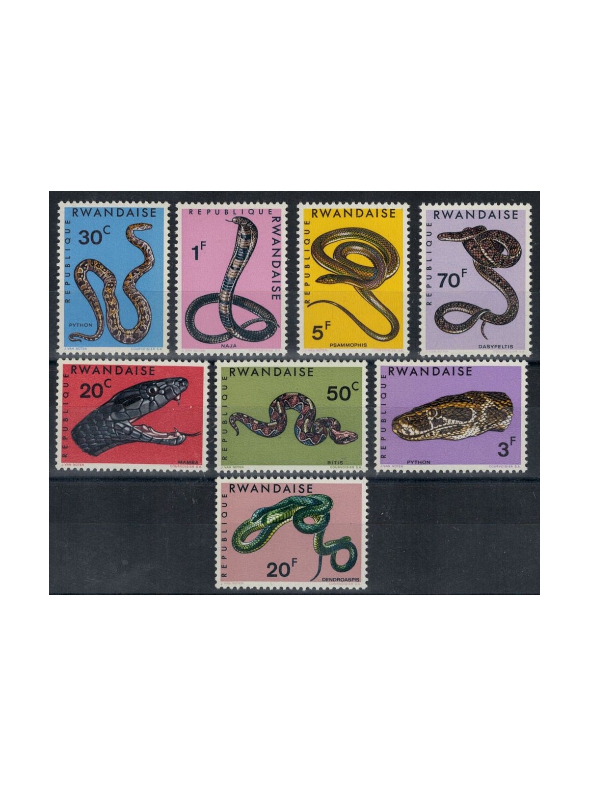 RWANDA 1967 Various Snakes 8v MNH**