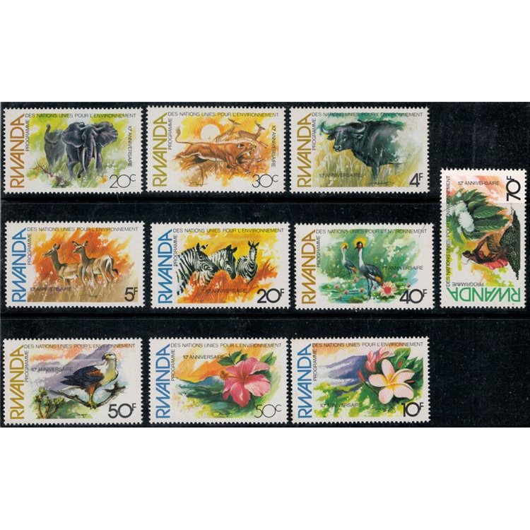 RWANDA 1982 Anniversary UN Programme, flora and fauna 10v MNH**