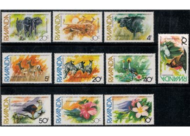 RUANDA 1982 Anniversario programma Onu, flora e fauna 10v MNH**