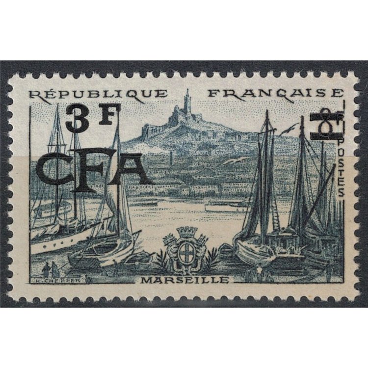 REUNION 1955-56 Marseilles 3f su 8f MNH**