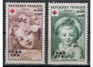 REUNION 1962 Pro Croce Rossa 2v MNH**