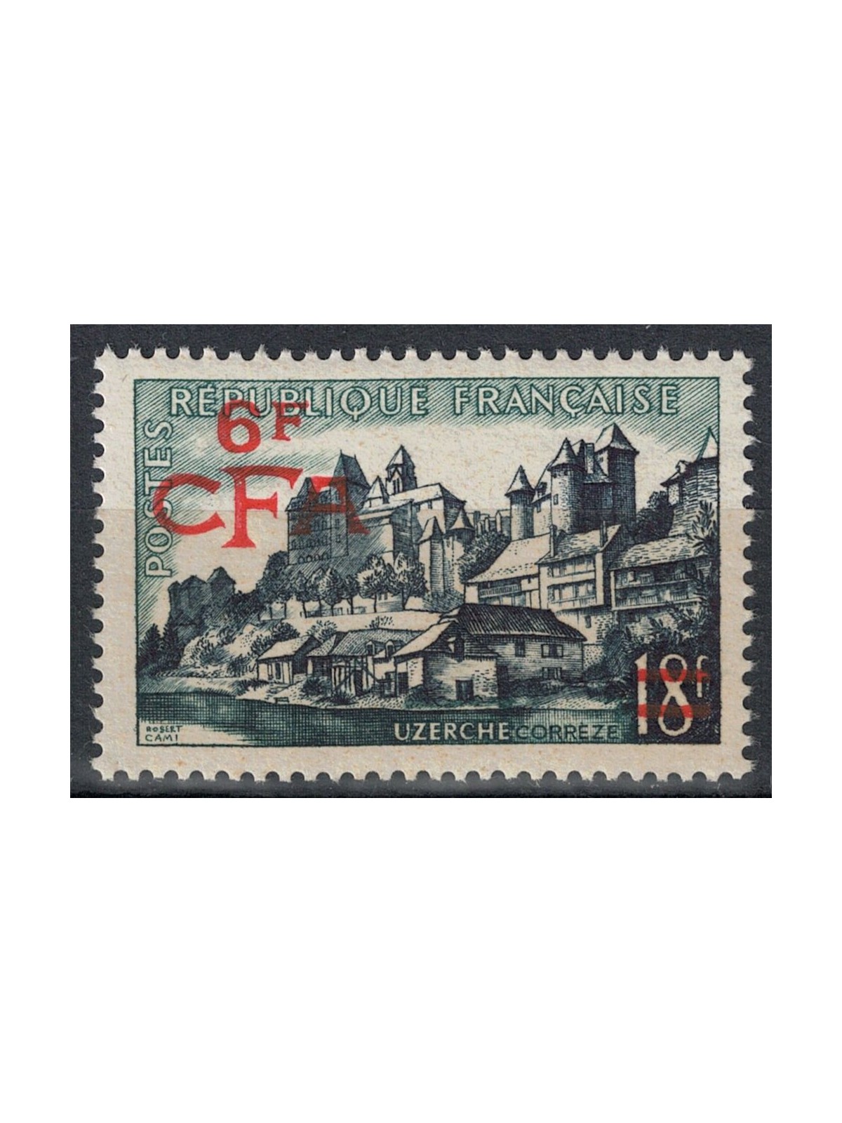 REUNION 1955-56 Uzerche 6f on 18f MNH**