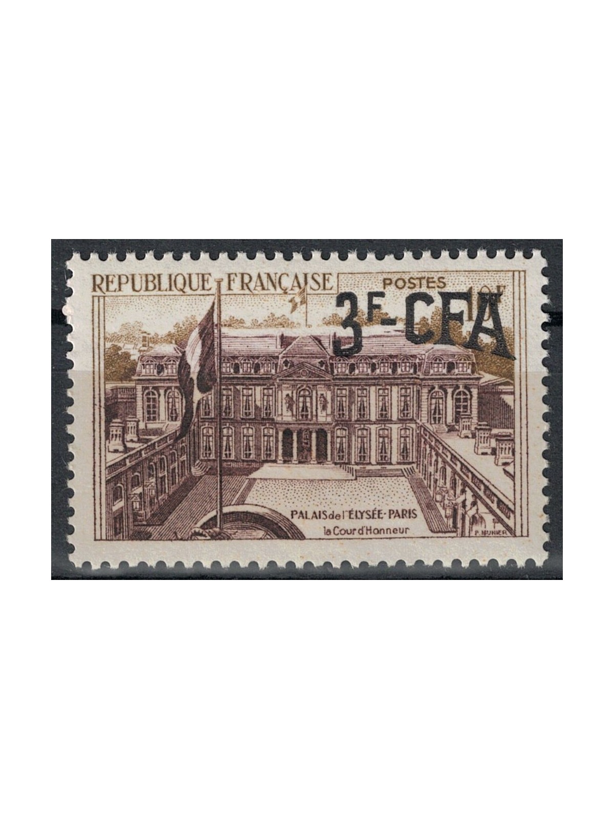 REUNION 1957-59 Elisée 3f on 10f MNH**