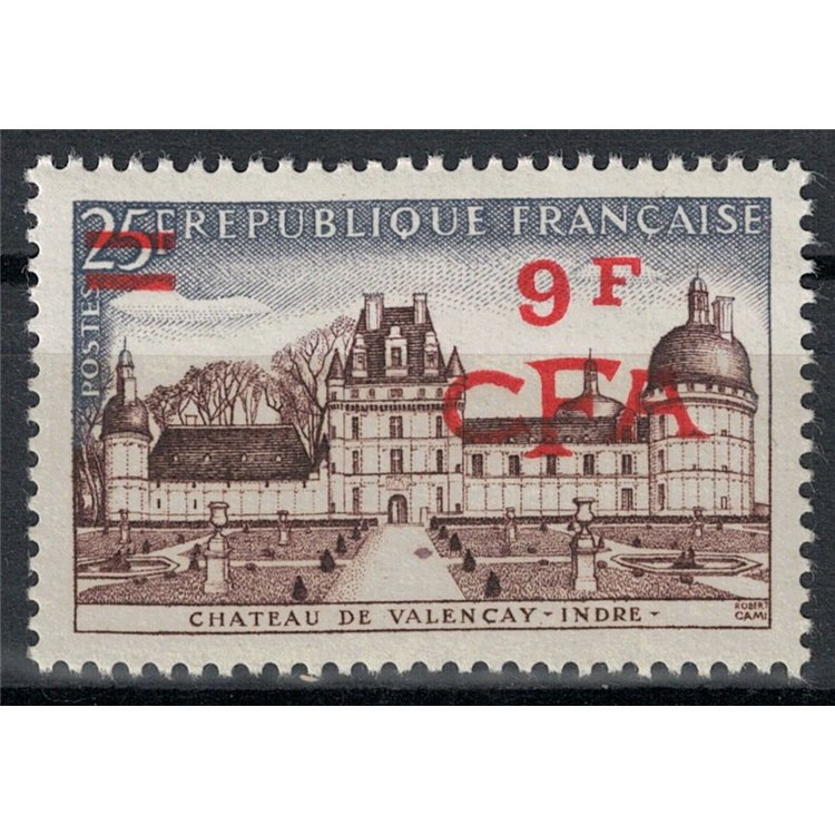 REUNION 1957-59 Valençay 9f on 25f MNH**
