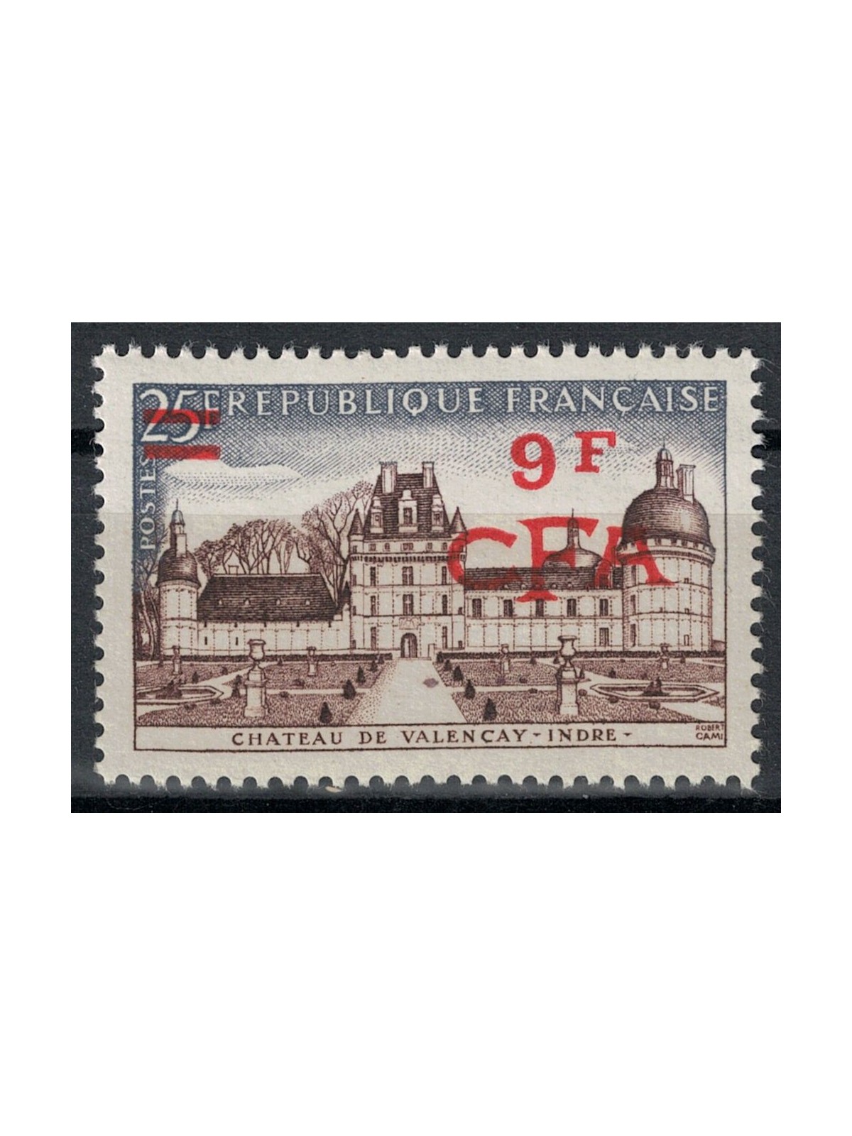 REUNION 1957-59 Valençay 9f su 25f MNH**